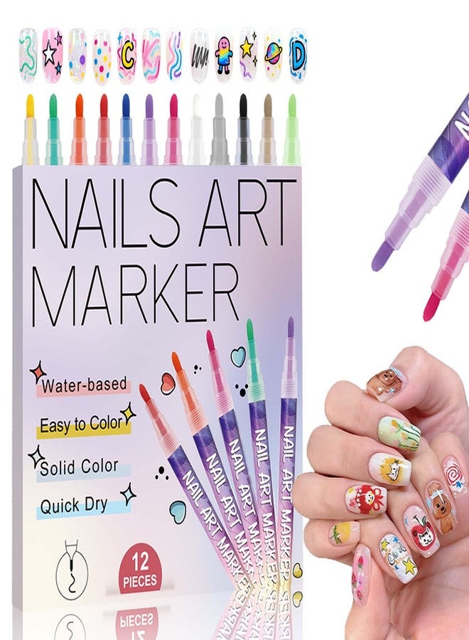 KTouler 12 Colors Nail Art Polish Pens,Quick-Drying Acrylic Art Paint Markers for Painting Nails,Dotting Pen Drawing Painting Brush for DIY Nail Art Beauty Adorn Manicure Tools - Image 1